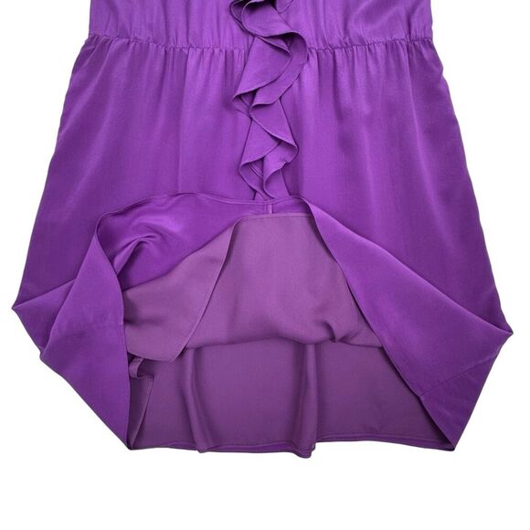 Suzie Chin For Maggy Boutique Women Silk Dress Sz 14 Purple Ruffle Racerback - Picture 6 of 15